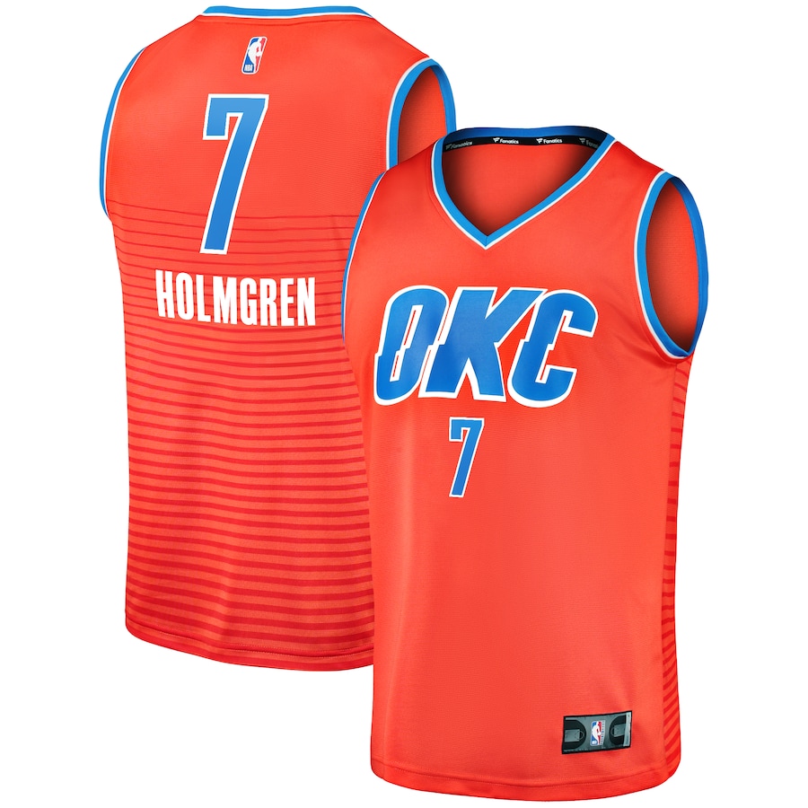 Men's Oklahoma City Thunder Chet Holmgren Fanatics Orange Fast Break Replica Player Jersey - Statement Edition - Ujersey Shop