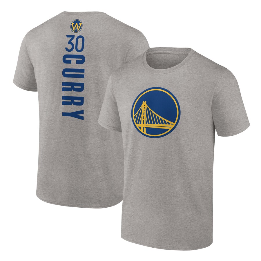 Men's Golden State Warriors Stephen Curry Heathered Gray Playmaker Name & Number T-Shirt - Ujersey Shop