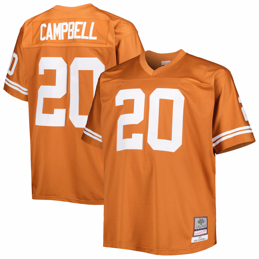 Men's Mitchell & Ness Earl Campbell Texas Orange Texas Longhorns Big & Tall Legacy Jersey - Ujersey Shop
