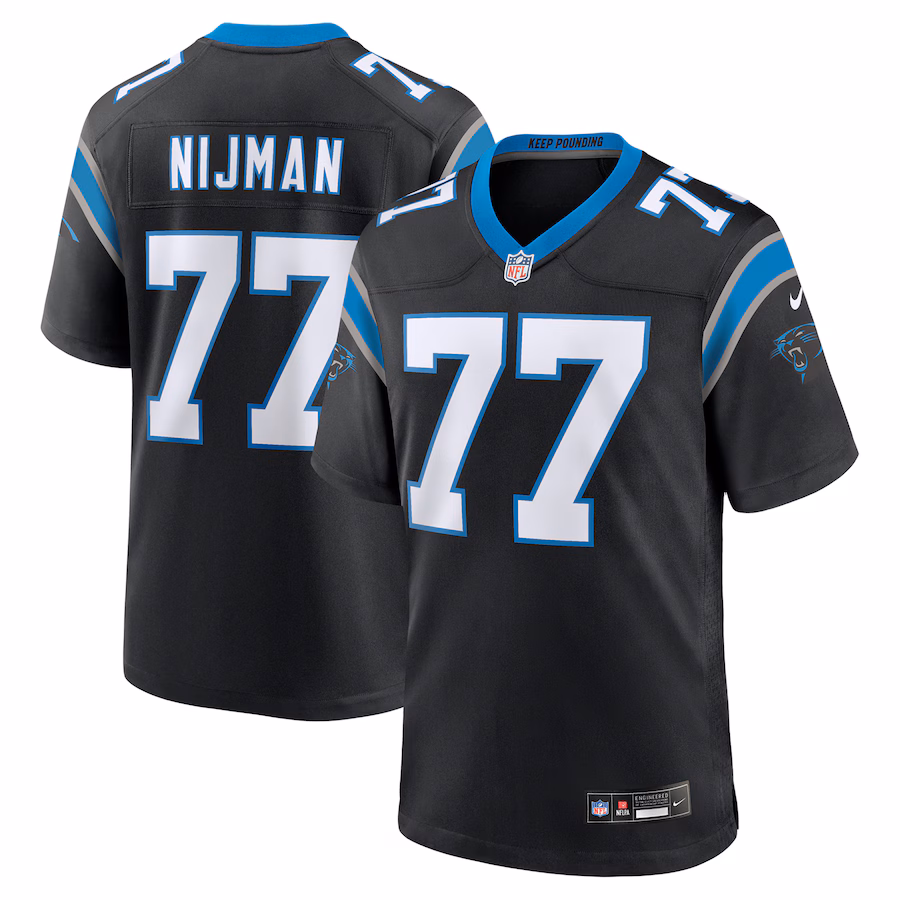 Men's Carolina Panthers Yosh Nijman Nike Black Game Jersey - Ujersey Shop