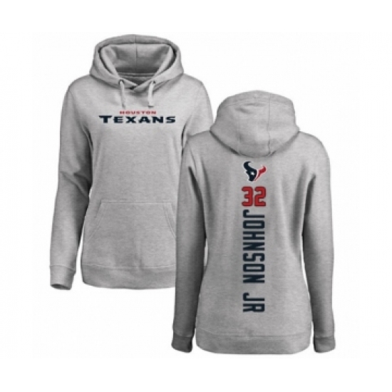 Football Women's Houston Texans #32 Lonnie Johnson Ash Backer Pullover Hoodie - Ujersey Shop