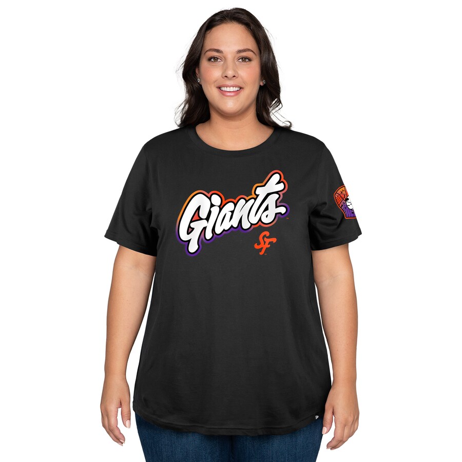 Women's San Francisco Giants New Era Black 2025 City Connect Plus Size T-Shirt - Ujersey Shop