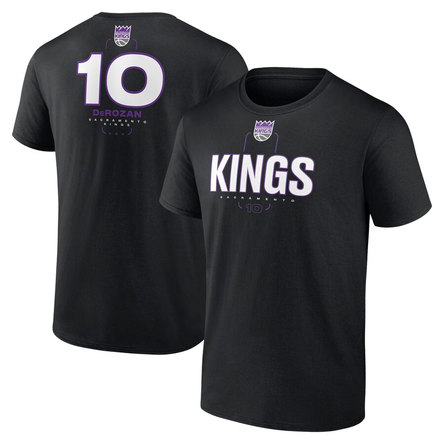 Men's Sacramento Kings DeMar DeRozan Black  Behind The Back Name & Number T-Shirt - Ujersey Shop