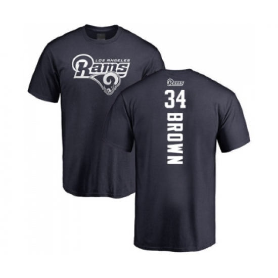 Football Los Angeles Rams #34 Malcolm Brown Navy Blue Backer T-Shirt - Ujersey Shop