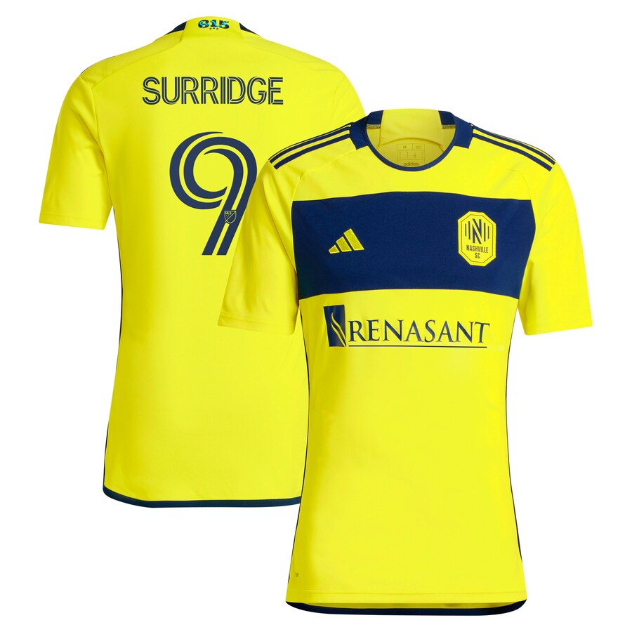 Men's Nashville SC Sam Surridge adidas Yellow 2024 The 615 Kit Replica Player Jersey - Ujersey Shop