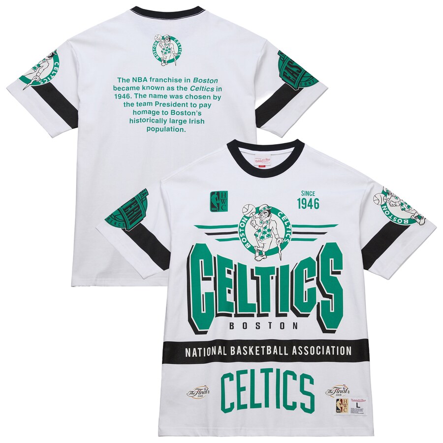 Unisex Boston Celtics  Mitchell & Ness White Hardwood Classics Vintage Team Origins Premium T-Shirt - Ujersey Shop