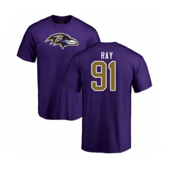 Football Baltimore Ravens #91 Shane Ray Purple Name & Number Logo T-Shirt - Ujersey Shop