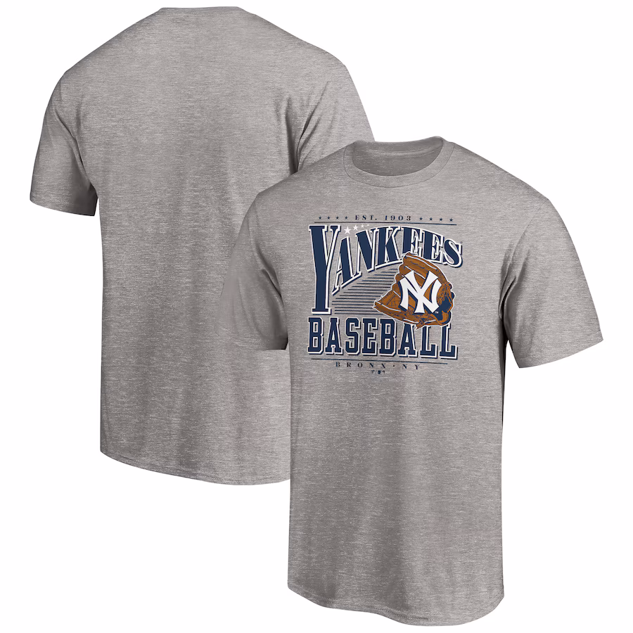 Men's New York Yankees Heather Gray Cooperstown Collection Winning Time T-Shirt - Ujersey Shop
