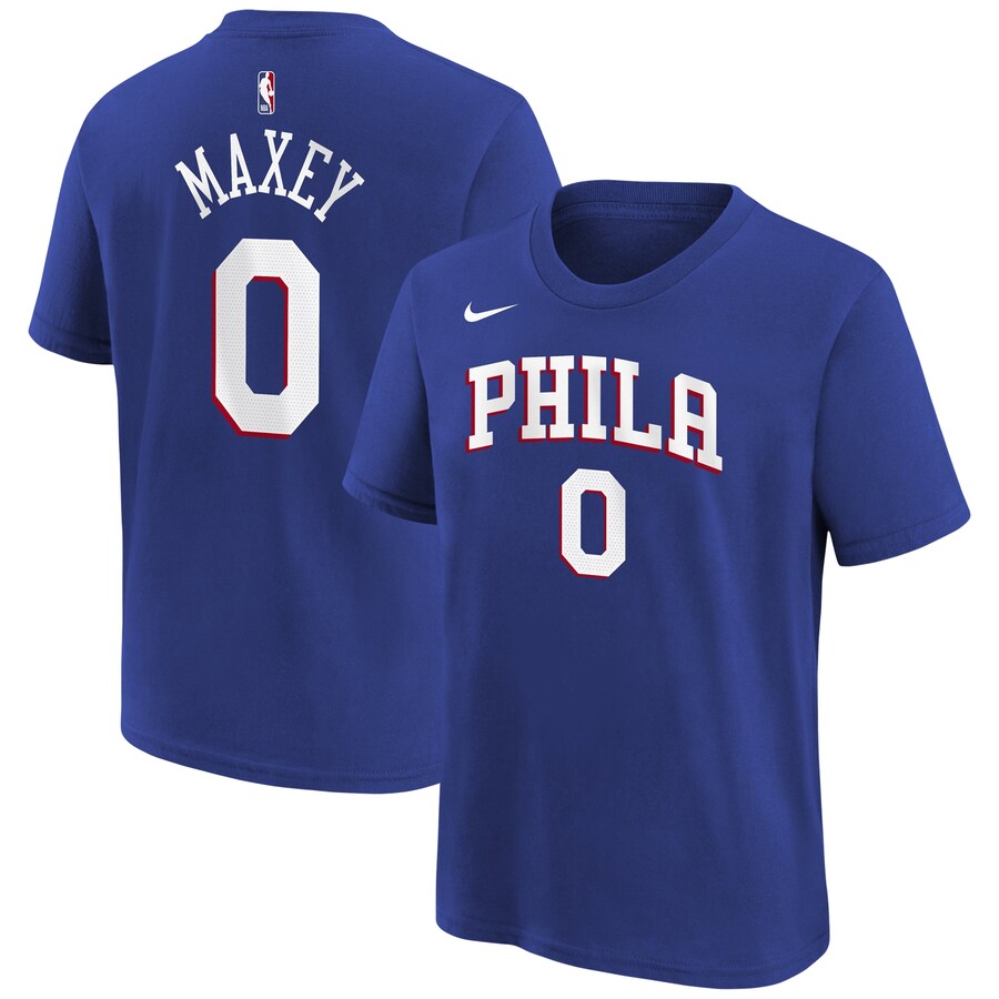 Youth Philadelphia 76ers Tyrese Maxey Royal Icon Name & Number T-Shirt - Ujersey Shop