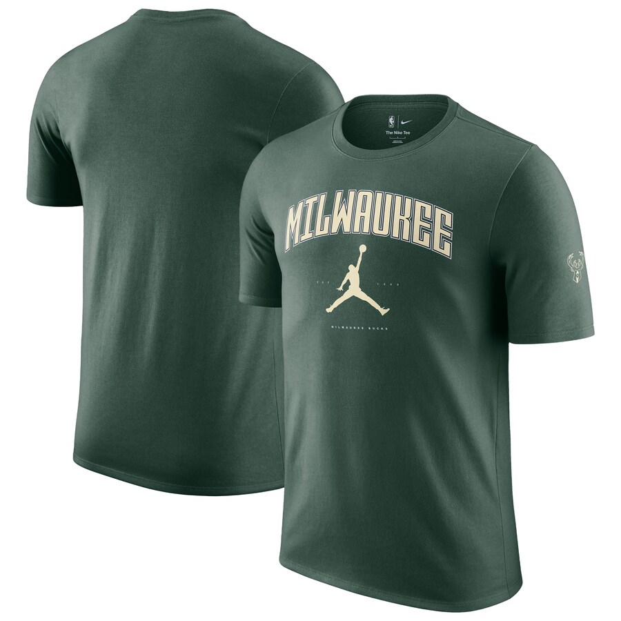 Unisex Milwaukee Bucks Jordan Brand Hunter Green Essential Cities T-Shirt - Ujersey Shop