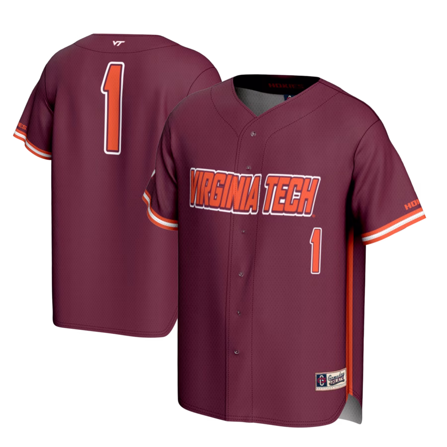 #1 Virginia Tech Hokies GameDay Greats Youth Lightweight Baseball Fashion Jersey - Maroon - Ujersey Shop