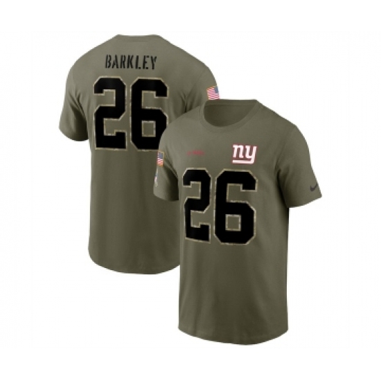 Men's New York Giants #26 Saquon Barkley 2022 Olive Salute to Service T-Shirt - Ujersey Shop