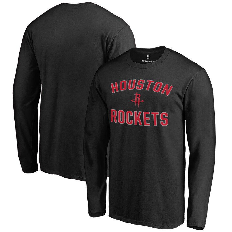 Men's Houston Rockets Black Victory Arch Long Sleeve T-Shirt - Ujersey Shop