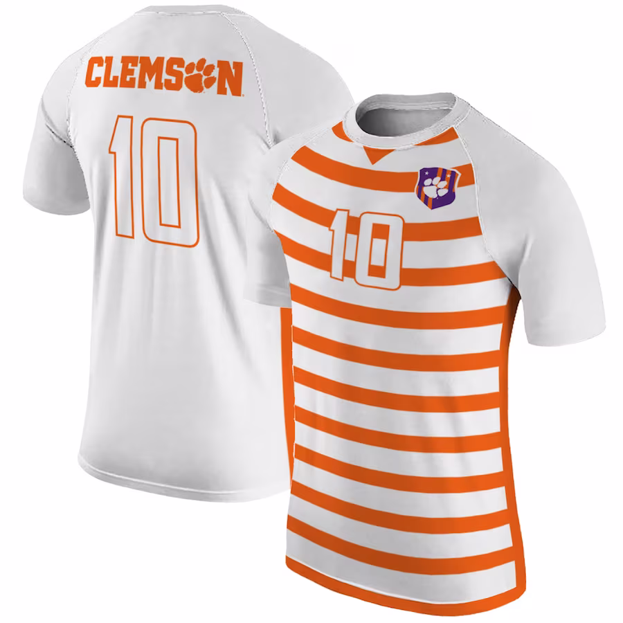 #10 Clemson Tigers Original Retro Brand Soccer Jersey - White - Ujersey Shop