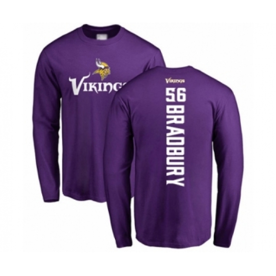 Football Minnesota Vikings #56 Garrett Bradbury Purple Backer Long Sleeve T-Shirt - Ujersey Shop