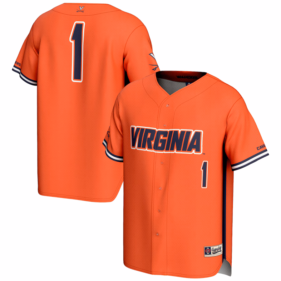 Men's GameDay Greats #1 Orange Virginia Cavaliers Lightweight Baseball Jersey - Ujersey Shop