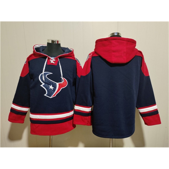 Men's Houston Texans Blank Navy Ageless Must-Have Lace-Up Pullover Hoodie - Ujersey Shop