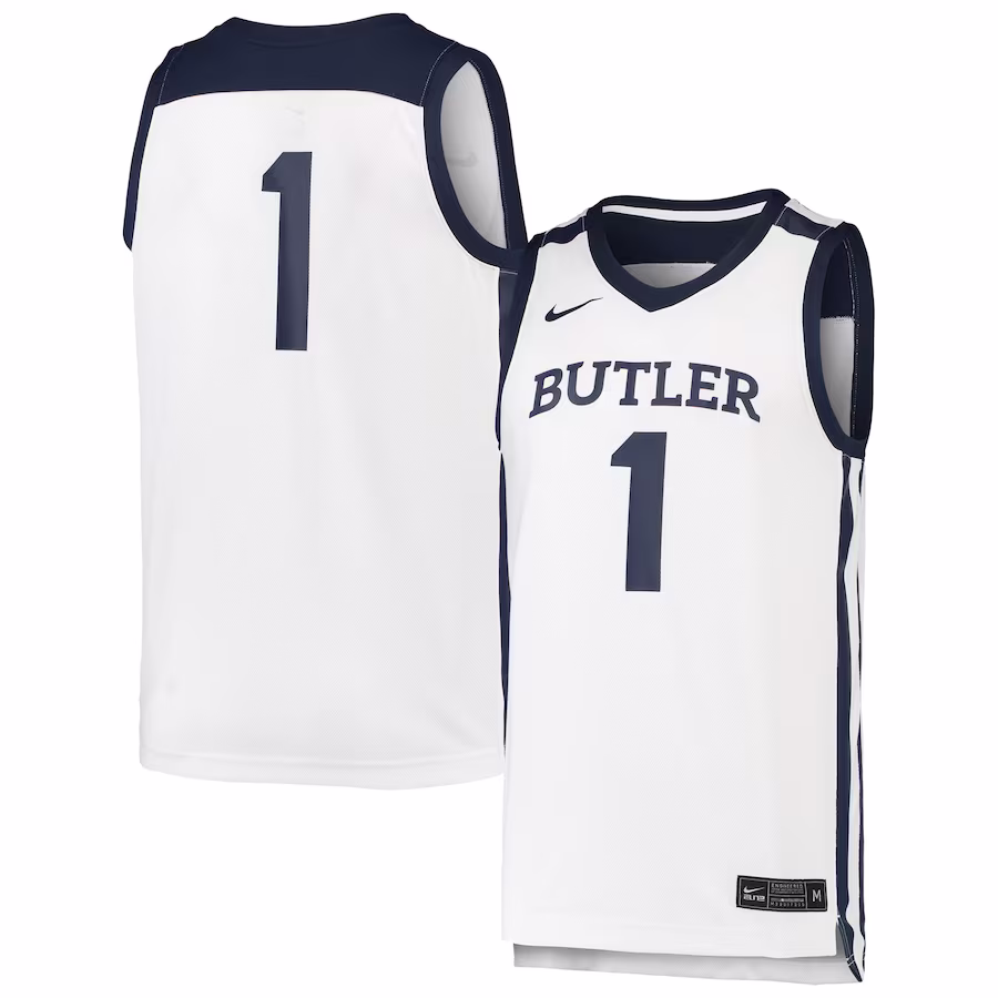 #1 Butler Bulldogs Nike Team Replica Basketball Jersey - White - Ujersey Shop