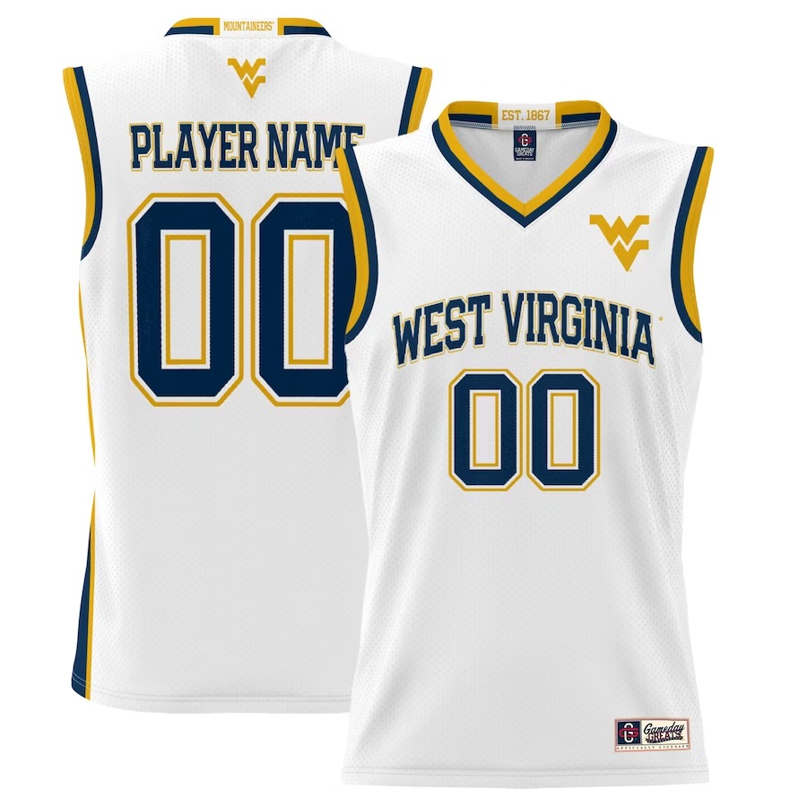 West Virginia Mountaineers GameDay Greats Unisex  Lightweight NIL Pick-A-Player Basketball Jersey - White - Ujersey Shop