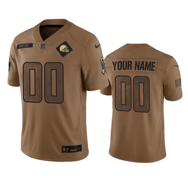 Men's Cleveland Browns Active Player Custom 2023 Brown Salute To Service Limited Football Stitched Jersey - Ujersey Shop