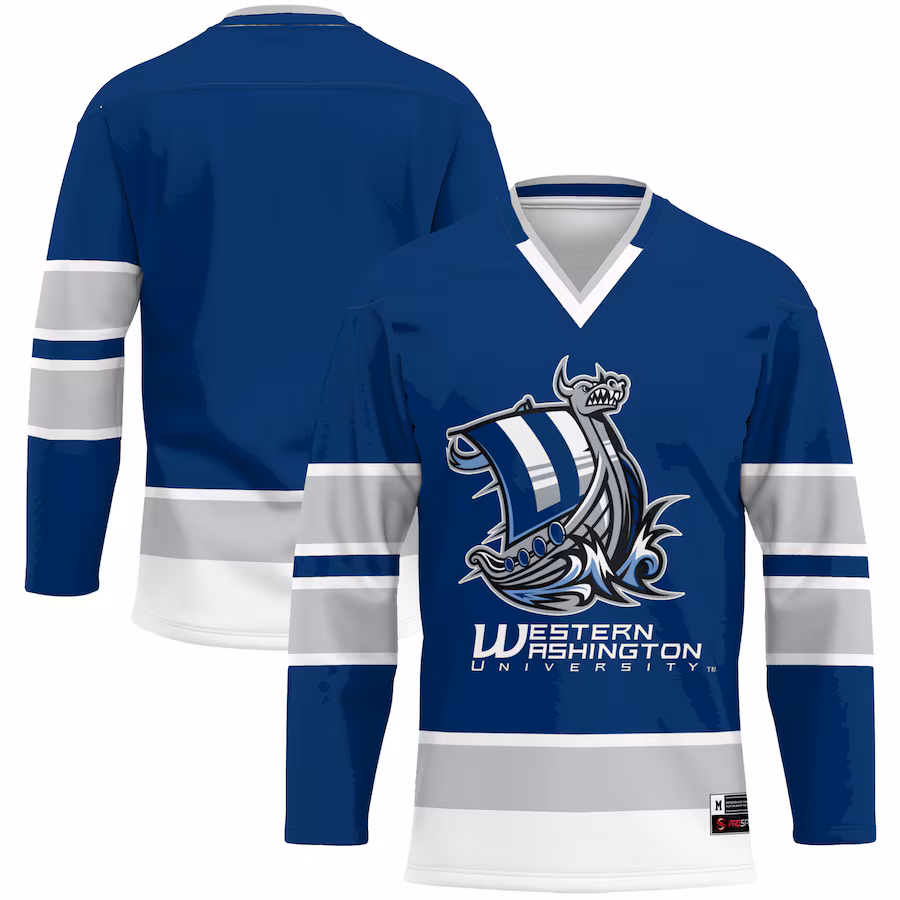 Men's GameDay Greats Navy Western Washington Vikings Hockey Jersey - Ujersey Shop