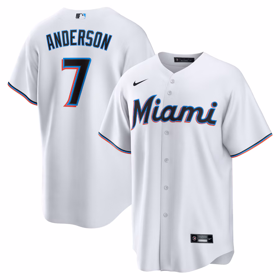 Men's Miami Marlins Tim Anderson Nike White Home Replica Player Jersey - Ujersey Shop