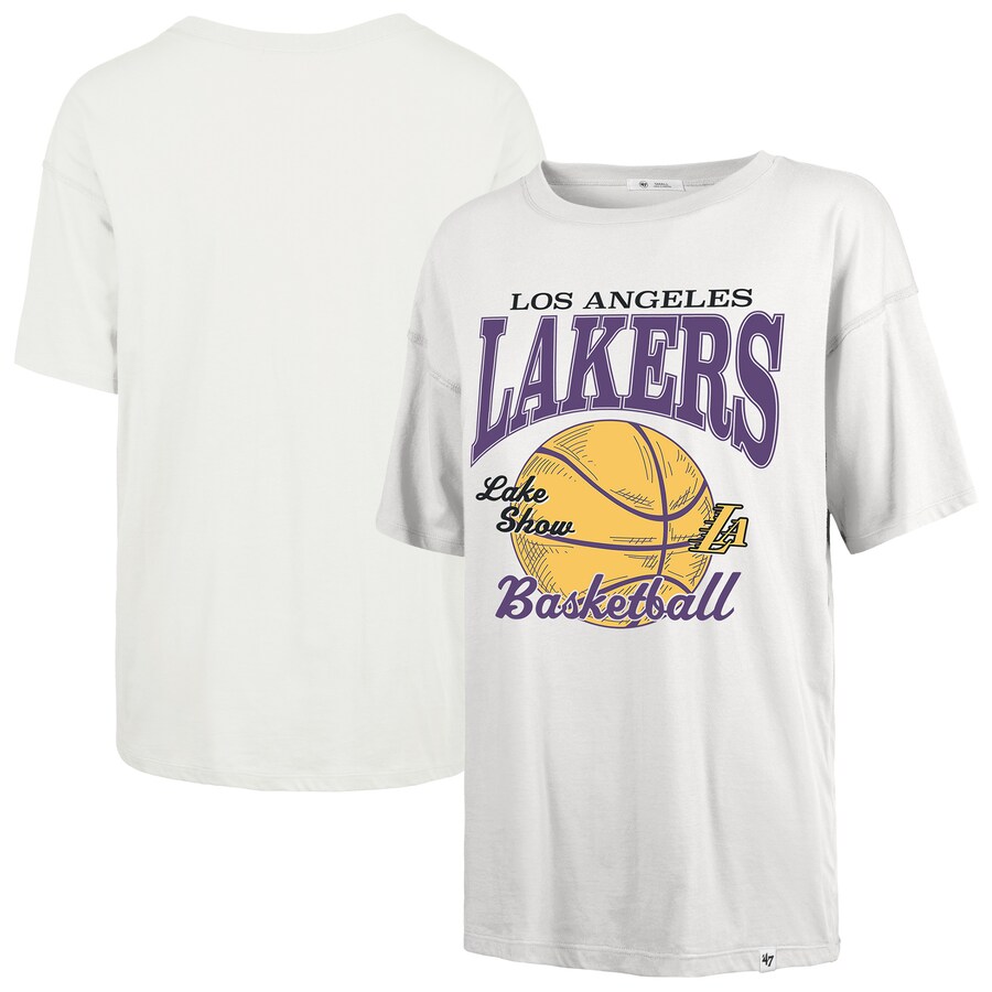 Women's Los Angeles Lakers  '47 White City Edition Down Court Sadie T-Shirt - Ujersey Shop