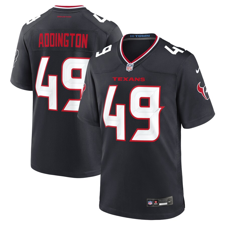 Men's Houston Texans Tucker Addington Nike Navy Team Game Jersey - Ujersey Shop
