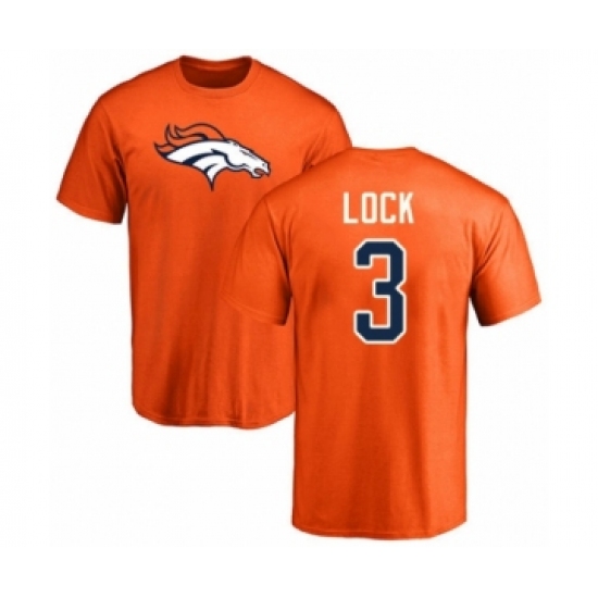 Football Denver Broncos #3 Drew Lock Orange Name & Number Logo T-Shirt - Ujersey Shop