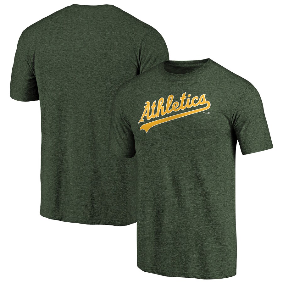 Men's Athletics Green Team Wordmark Tri-Blend T-Shirt - Ujersey Shop