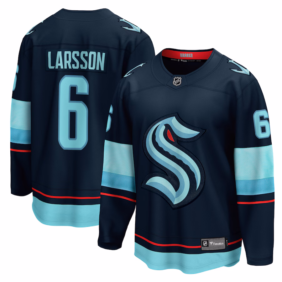 Men's Seattle Kraken Adam Larsson Fanatics Deep Sea Blue Home Breakaway Player Jersey - Ujersey Shop