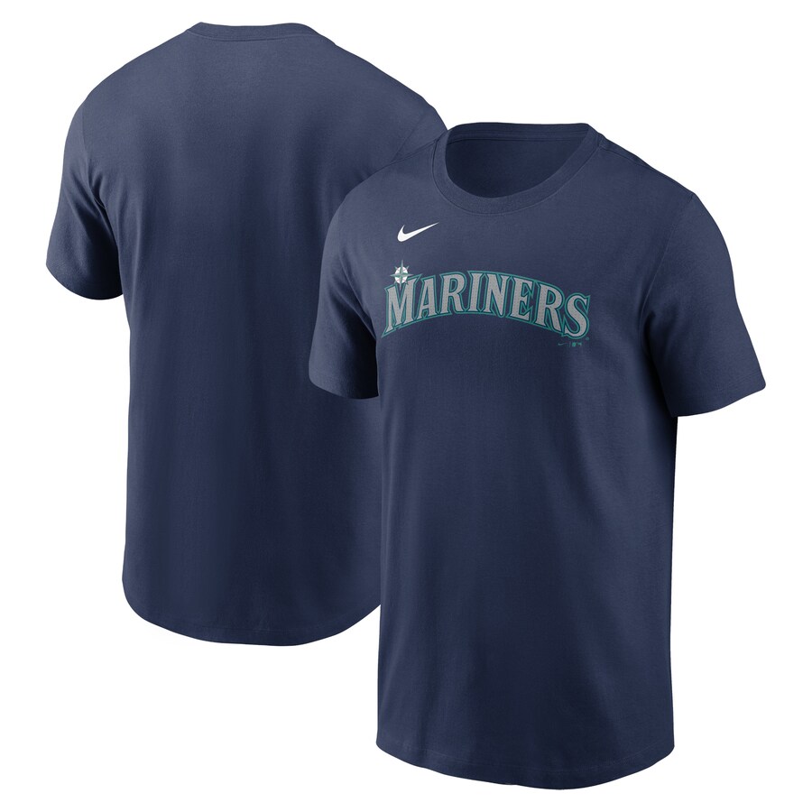 Men's Seattle Mariners Nike Navy Fuse Wordmark T-Shirt - Ujersey Shop