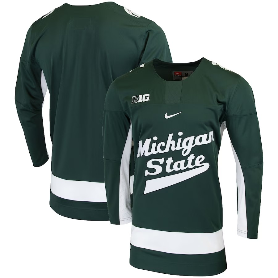 Michigan State Spartans Nike Replica College Hockey Jersey - Green - Ujersey Shop