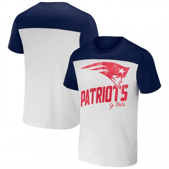 Men's New England Patriots Cream Navy X Darius Rucker Collection Colorblocked T Shirt - Ujersey Shop