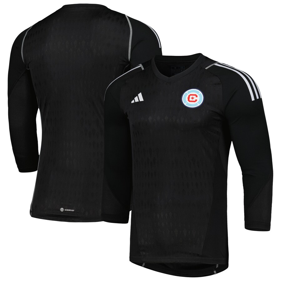 Men's Chicago Fire adidas Black 2023 Goalkeeper Long Sleeve Replica Jersey - Ujersey Shop