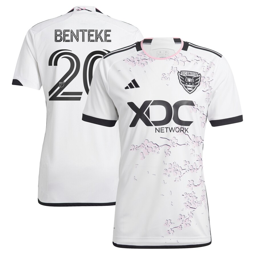Men's D.C. United Christian Benteke adidas White 2023 The Cherry Blossom Kit Replica Player Jersey - Ujersey Shop