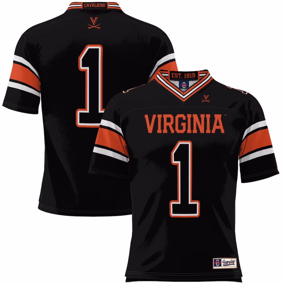 #1 Virginia Cavaliers GameDay Greats Youth Endzone Football Jersey - Black - Ujersey Shop