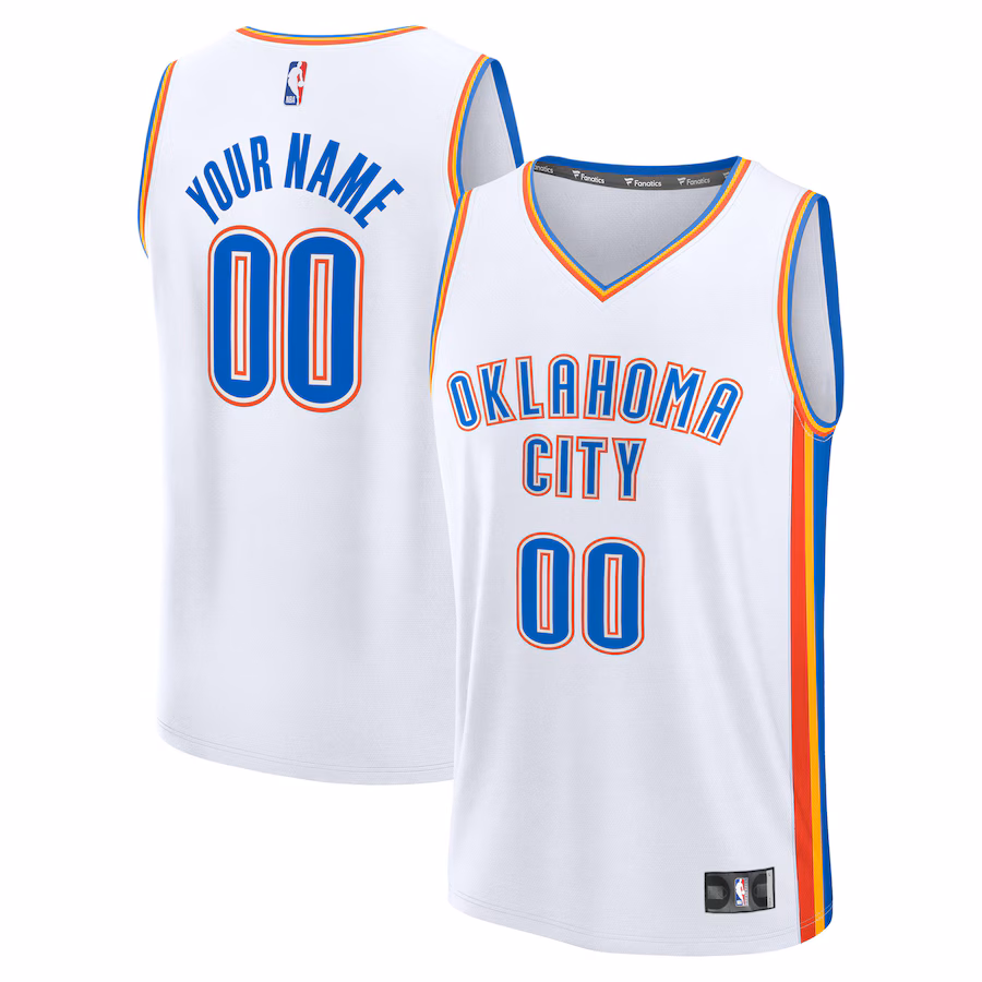 Men's Oklahoma City Thunder Fanatics White Fast Break Custom Jersey - Association Edition - Ujersey Shop