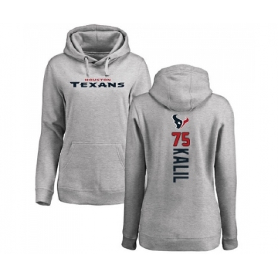 Football Women's Houston Texans #75 Matt Kalil Ash Backer Pullover Hoodie - Ujersey Shop