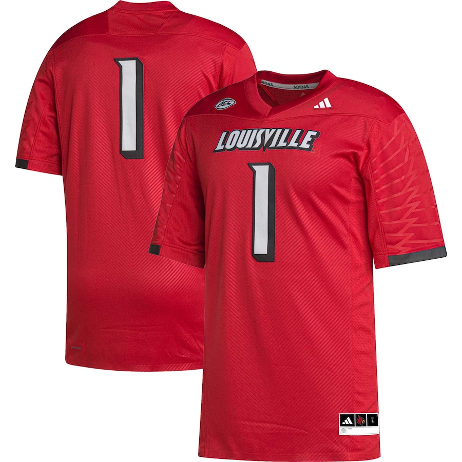 Men's adidas #1 Cardinal Louisville Cardinals Premier Football Jersey - Ujersey Shop