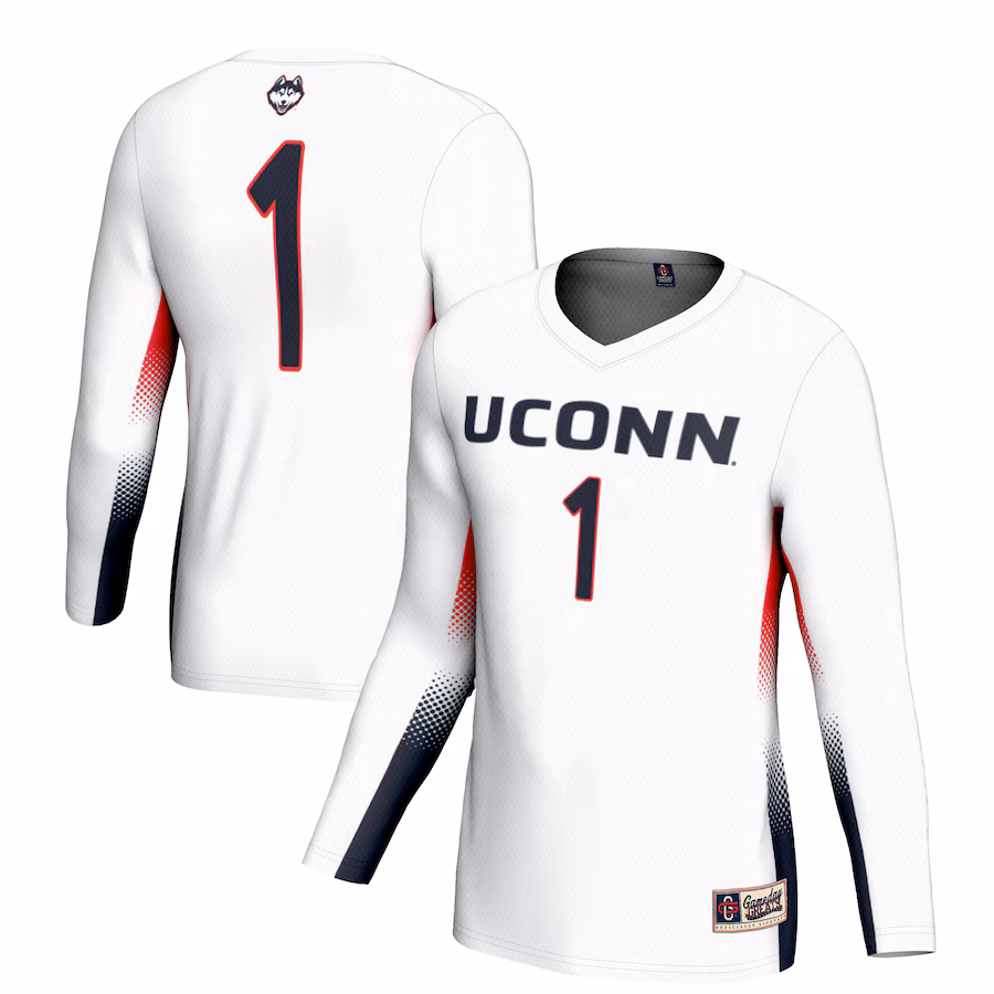 Youth GameDay Greats #1 White UConn Huskies Lightweight Women's Volleyball Jersey - Ujersey Shop