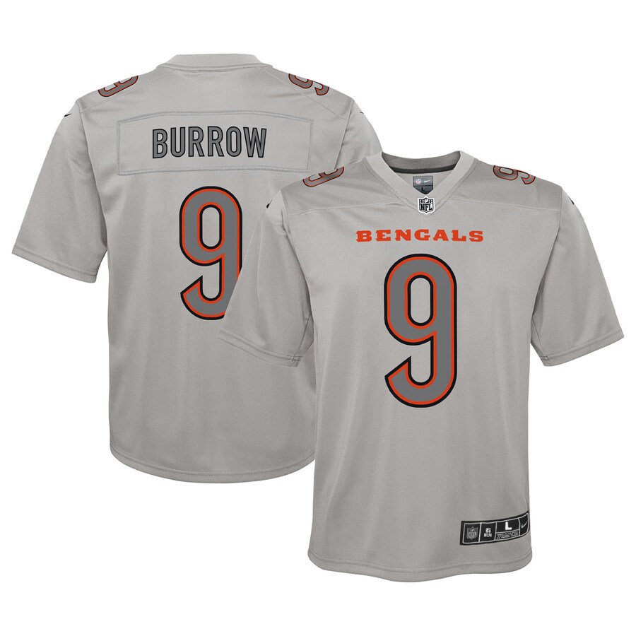 Youth Cincinnati Bengals Joe Burrow Nike Gray Atmosphere Game Jersey - Ujersey Shop