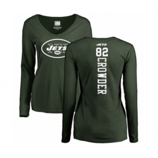 Football Women's New York Jets #82 Jamison Crowder Green Backer Long Sleeve T-Shirt - Ujersey Shop