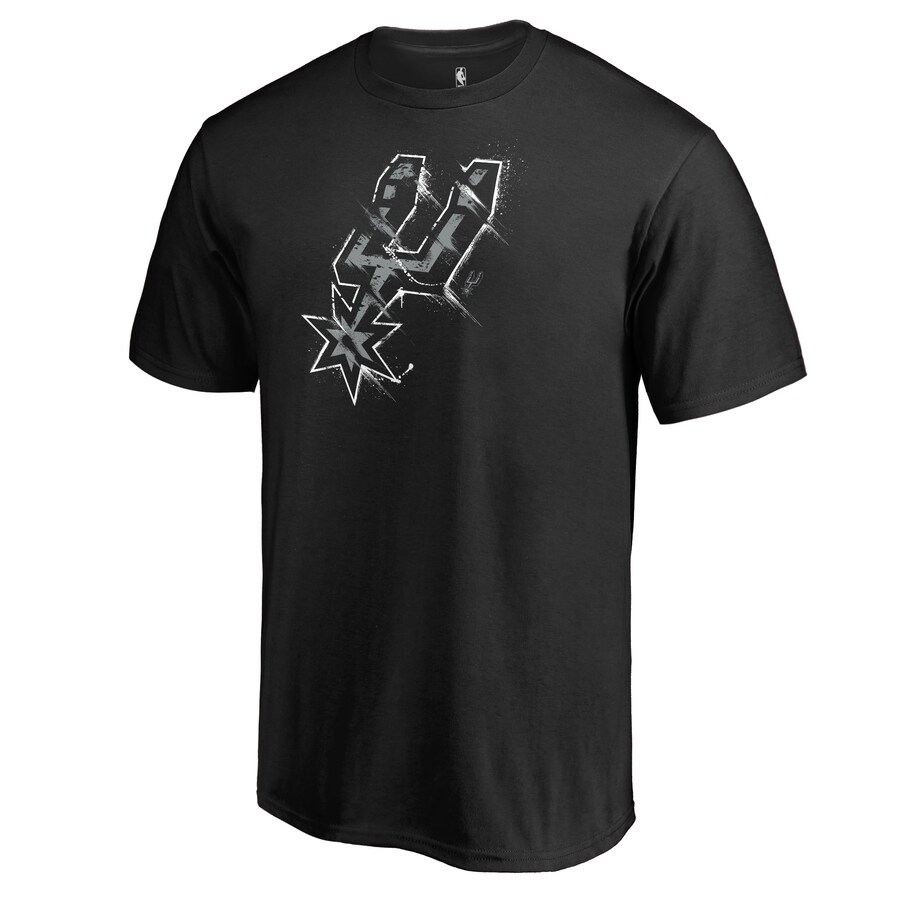Men's San Antonio Spurs Black Splatter Logo T-Shirt - Ujersey Shop