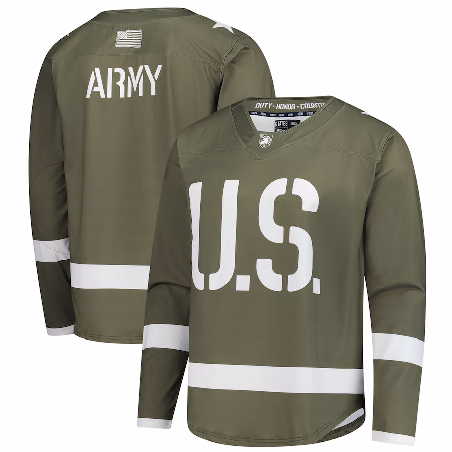 Men's Olive Army Black Knights Replica Hockey Jersey - Ujersey Shop