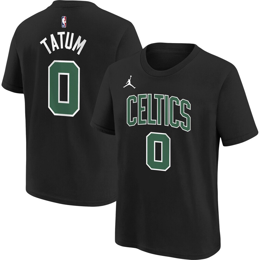 Youth Boston Celtics Jayson Tatum Jordan Brand Black Statement Edition Name & Number Player T-Shirt - Ujersey Shop