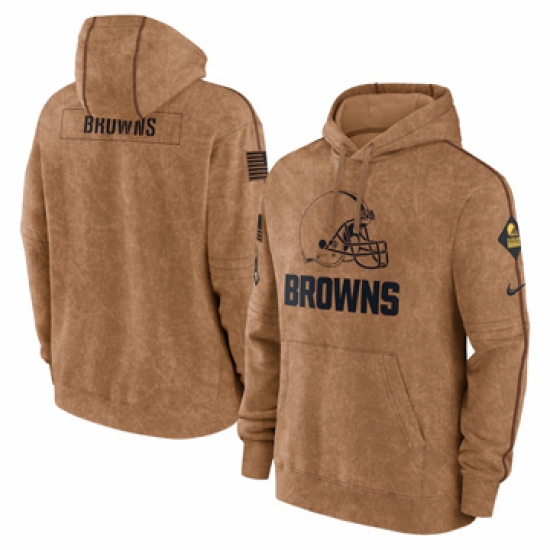 Men's Cleveland Browns Nike Brown 2023 Salute To Service Club Pullover Hoodie - Ujersey Shop