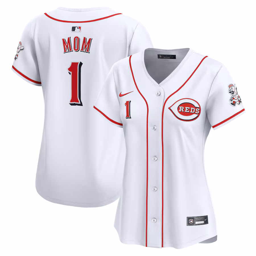Women's Cincinnati Reds Nike White #1 Mom Home Limited Jersey - Ujersey Shop