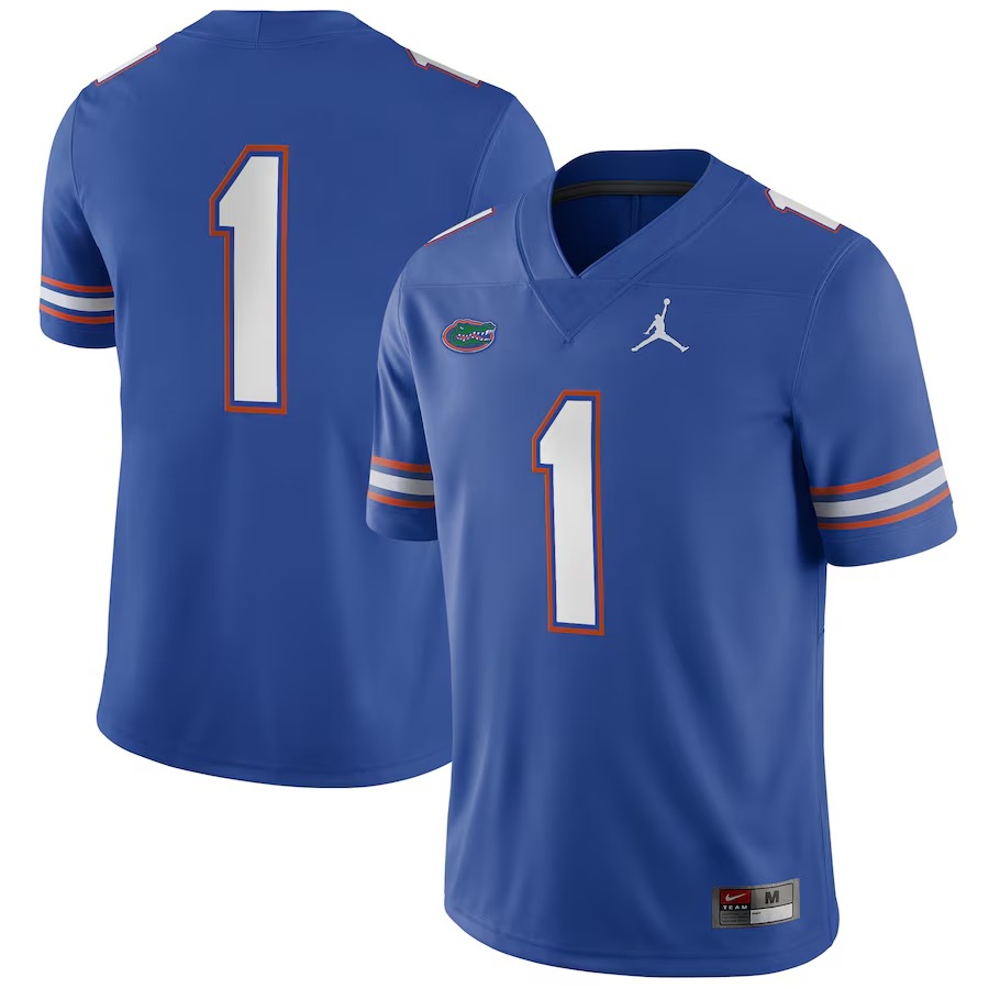 Men's Jordan Brand #1 Royal Florida Gators Game Jersey - Ujersey Shop
