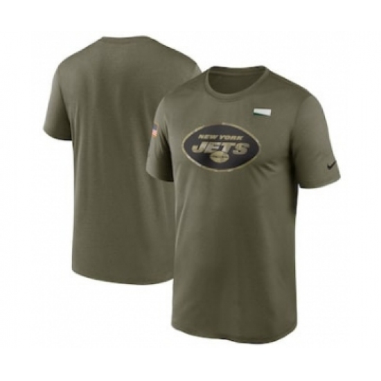 Men's New York Jets Football Olive 2021 Salute To Service Legend Performance T-Shirt - Ujersey Shop